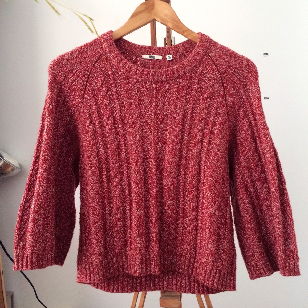 Uniqlo Red Kimono Quarter Sleeve Sweater